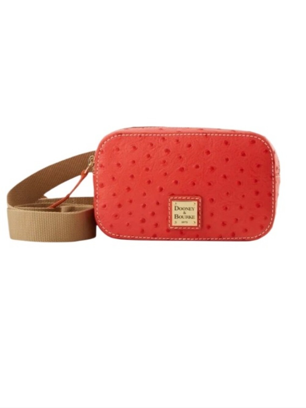 NWT Dooney & Bourke Coral Ostrich Leather Belt  Bag with Tan Strap